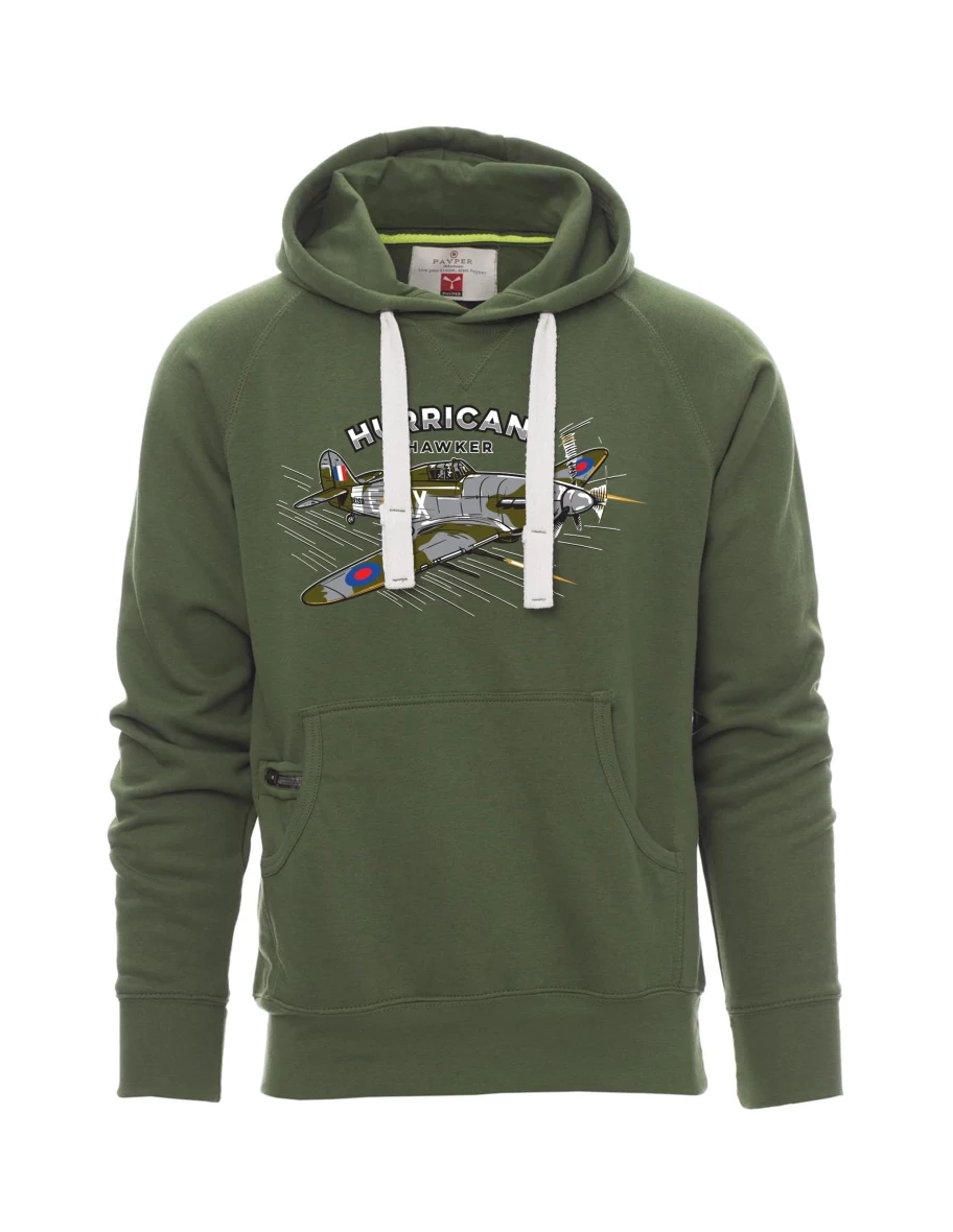 Dunkelgrünes Sweatshirt für Männer Flugzeug Hurricane Hawker