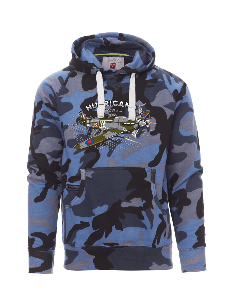 Tarnung blaues Sweatshirt für Männer Flugzeug Hurricane Hawker