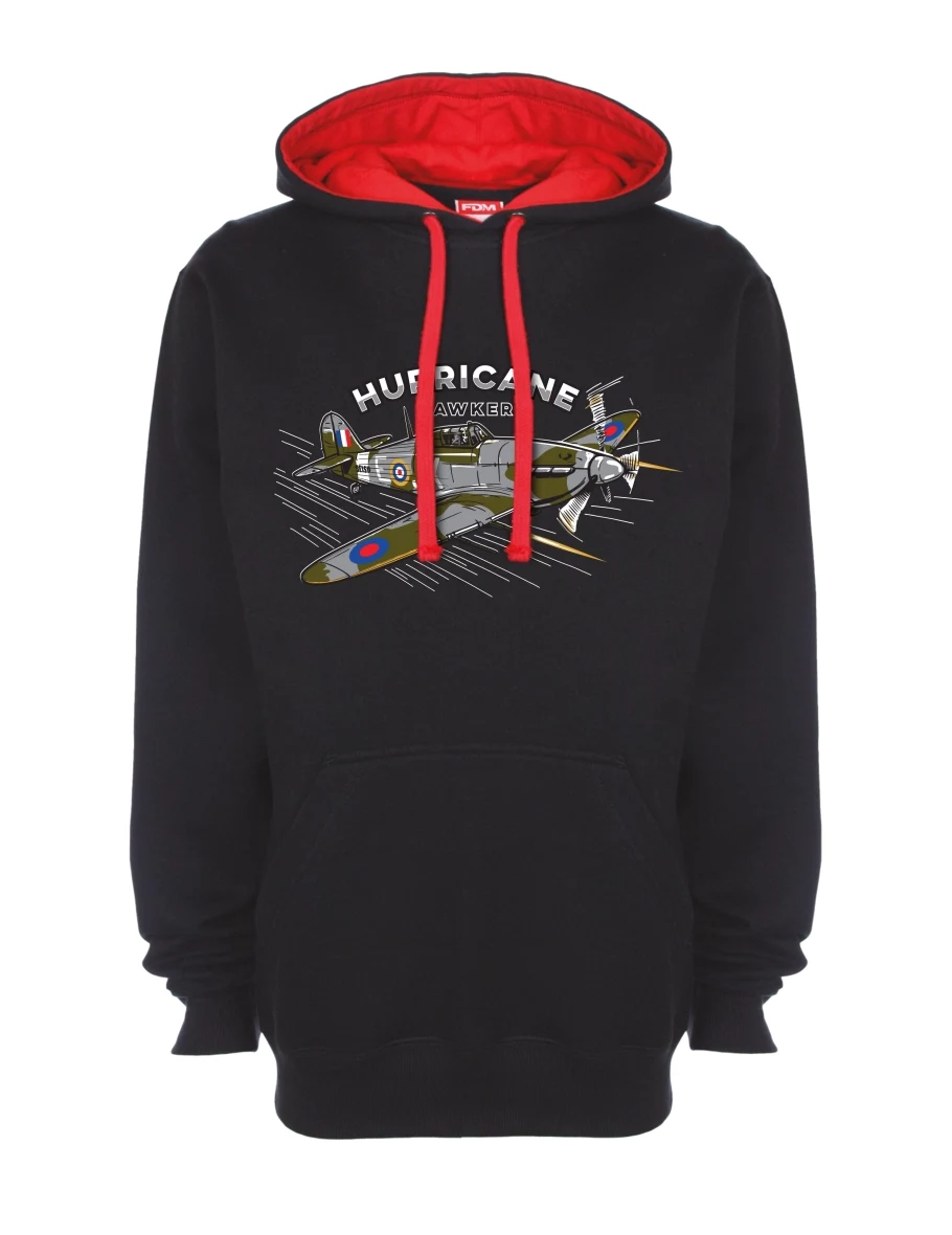 Rot-schwarzes Sweatshirt Flugzeug Hurricane Hawker