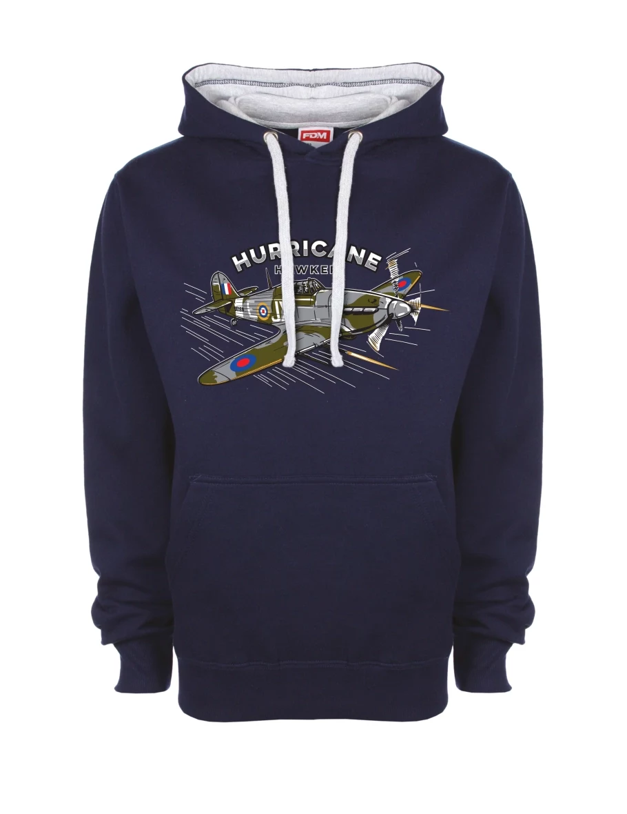 Grau-marines Sweatshirt Flugzeug Hurricane Hawker