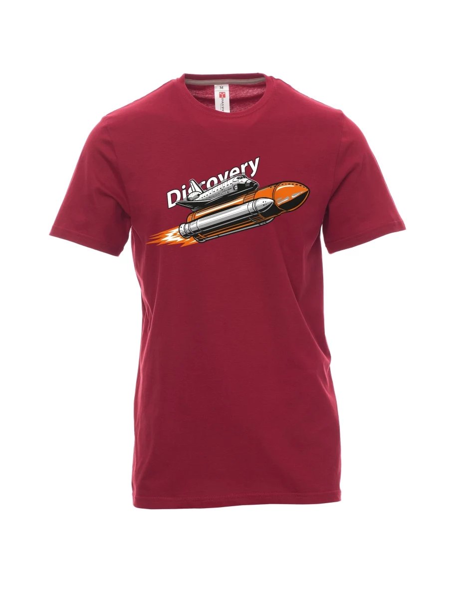 Dunkelrotes T-Shirt für Männer Raumfähre Discovery