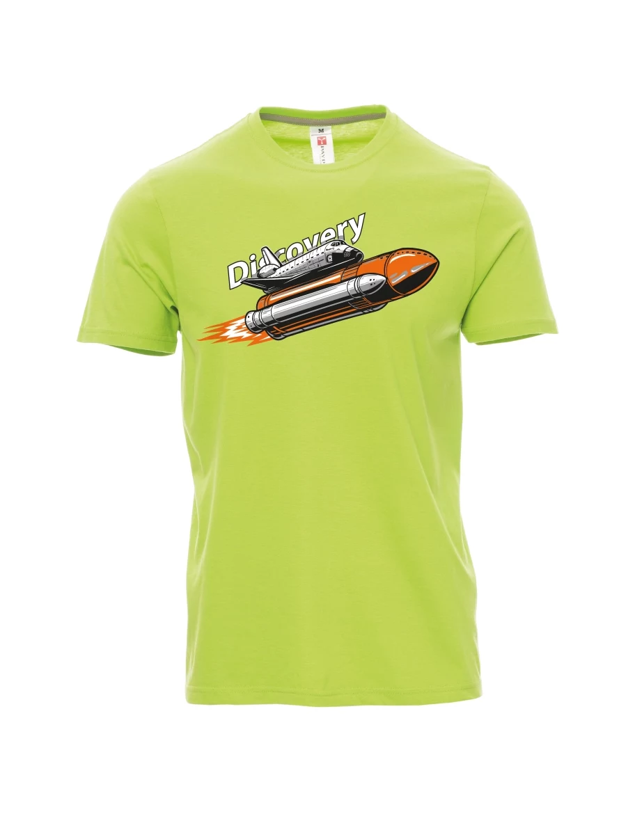 Hellgrünes T-Shirt für Männer Raumfähre Discovery