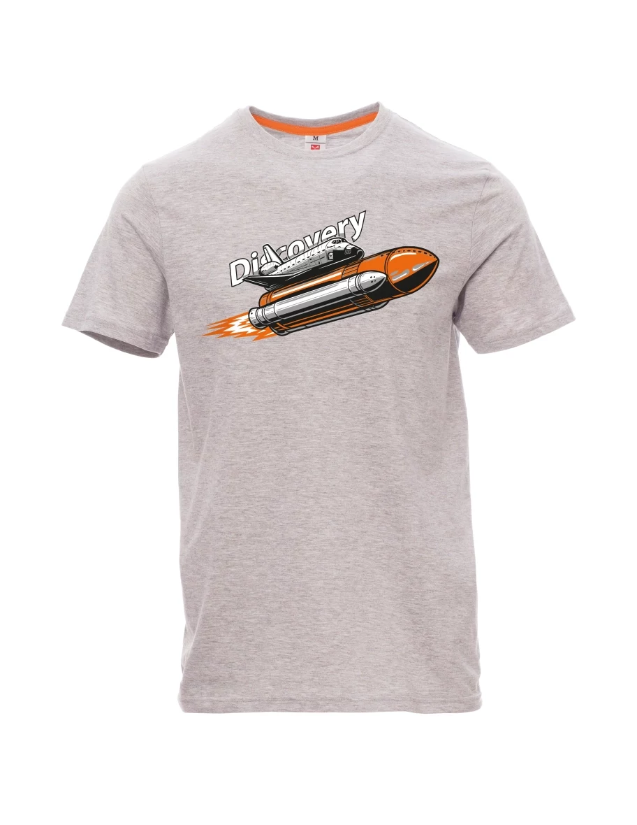 Grau melange T-Shirt für Männer Raumfähre Discovery