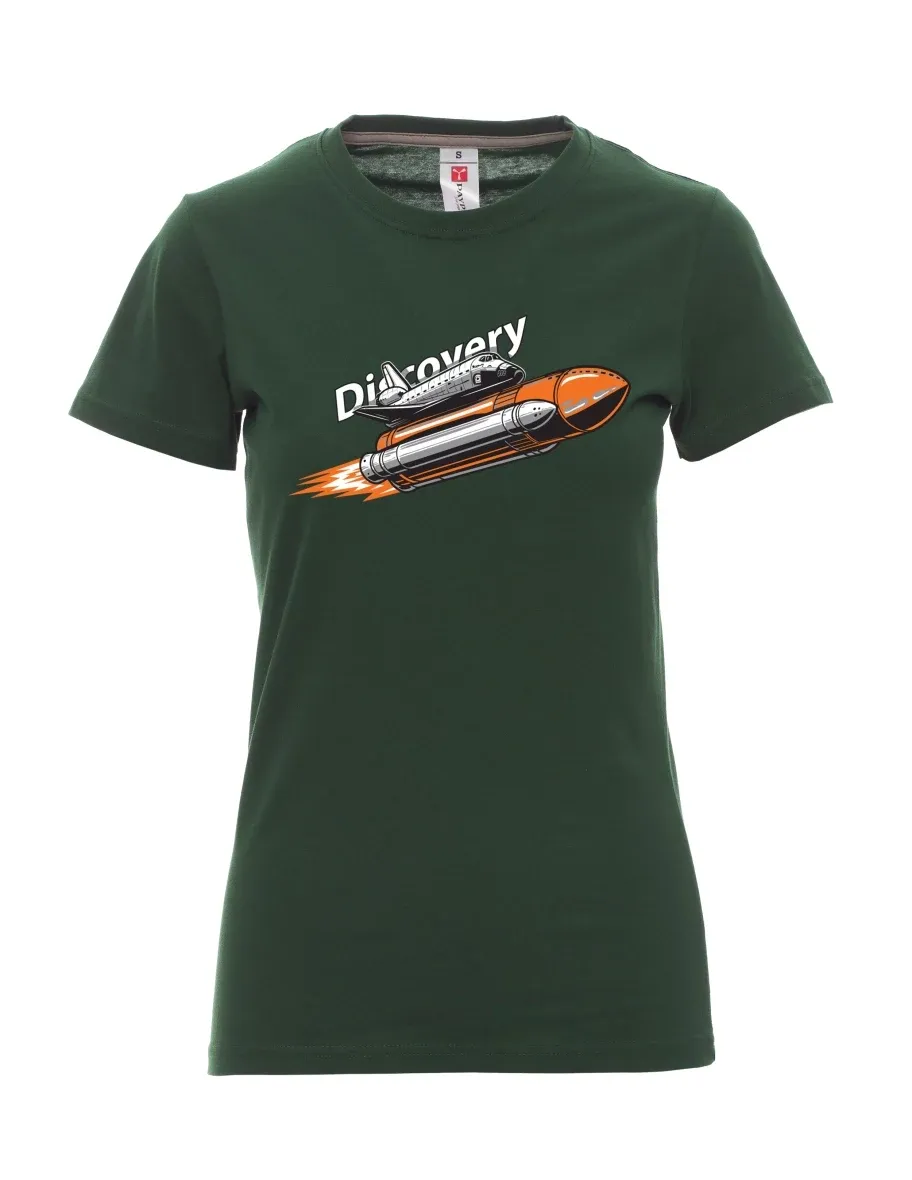 Dunkelgrün T-Shirt für Damen Raumfähre Discovery