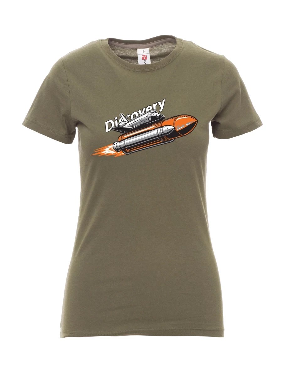 Khaki T-Shirt für Damen Raumfähre Discovery
