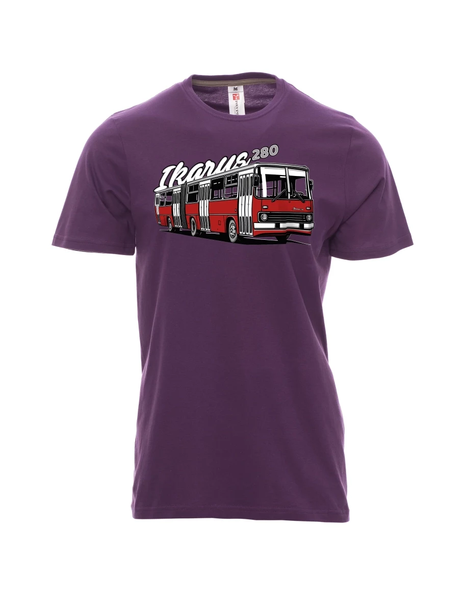 Violett T-Shirt für Männer Autobus Ikarus 280