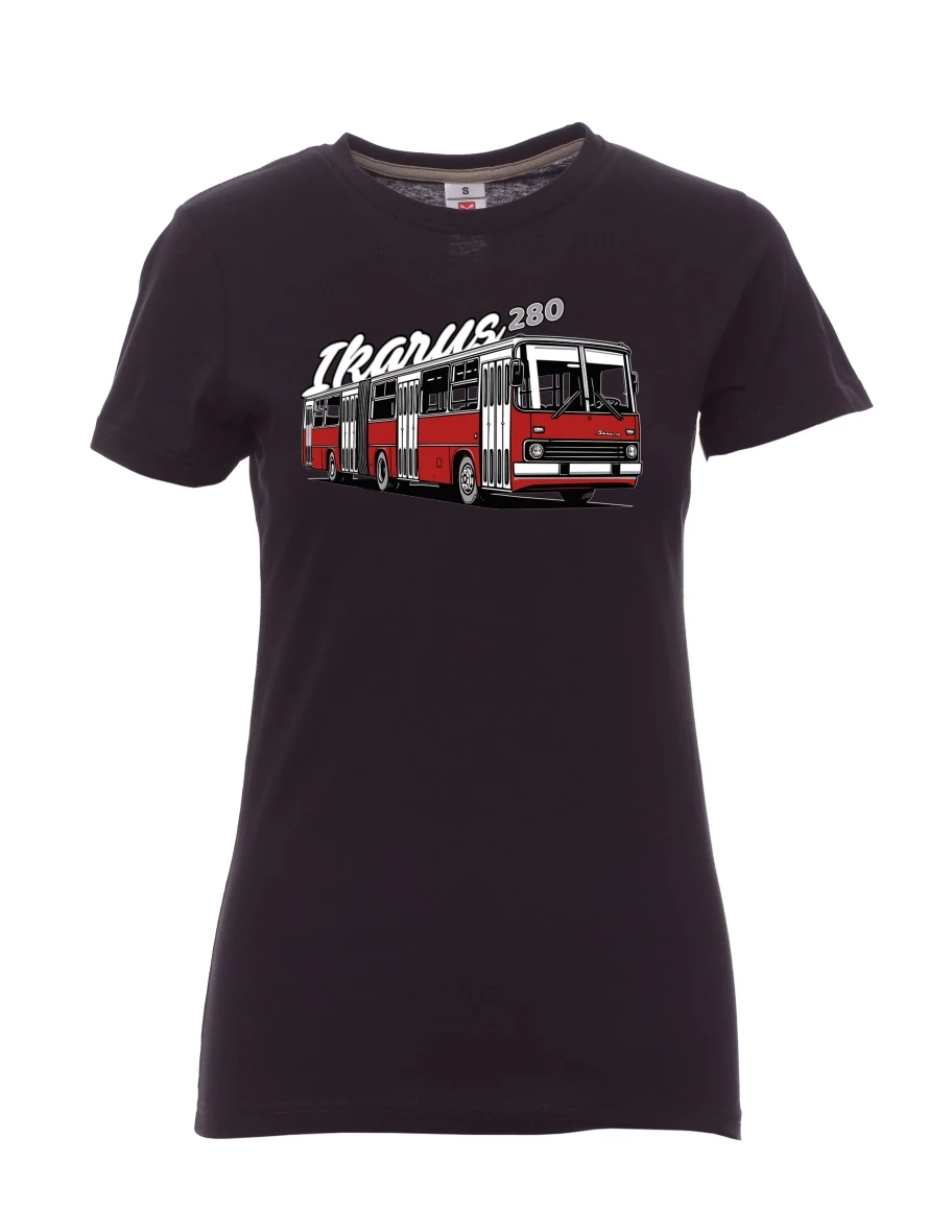 Schwarzes T-Shirt für Damen Autobus Ikarus 280