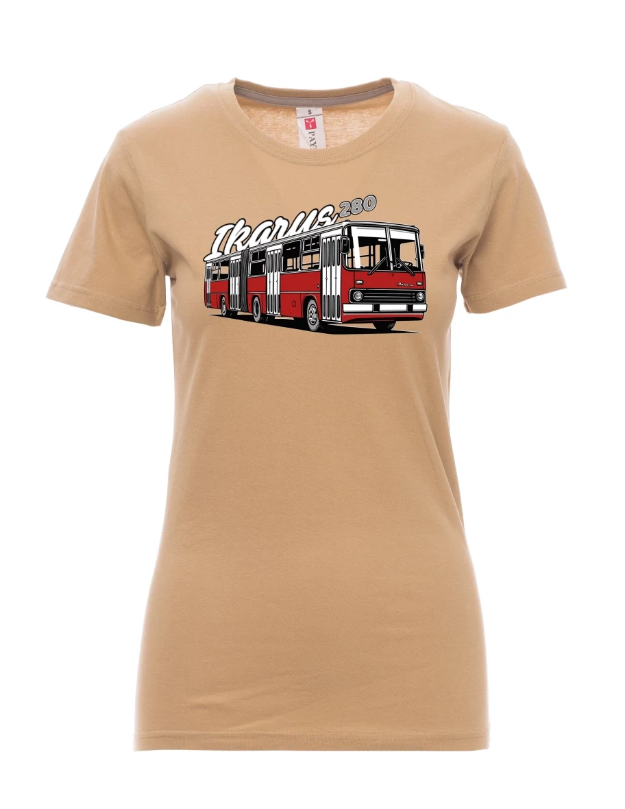 Braunes T-Shirt für Damen Autobus Ikarus 280