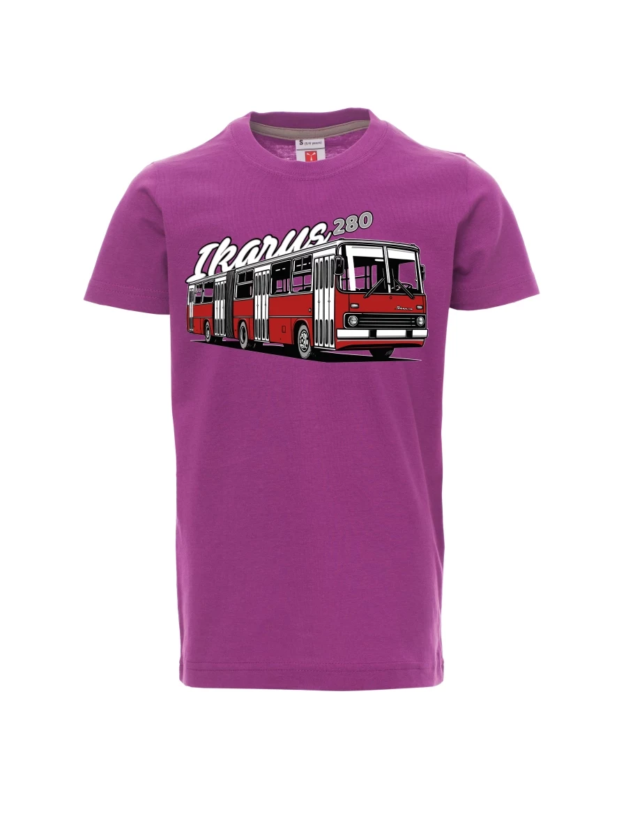 Violett Kinder T-Shirt Autobus Ikarus 280