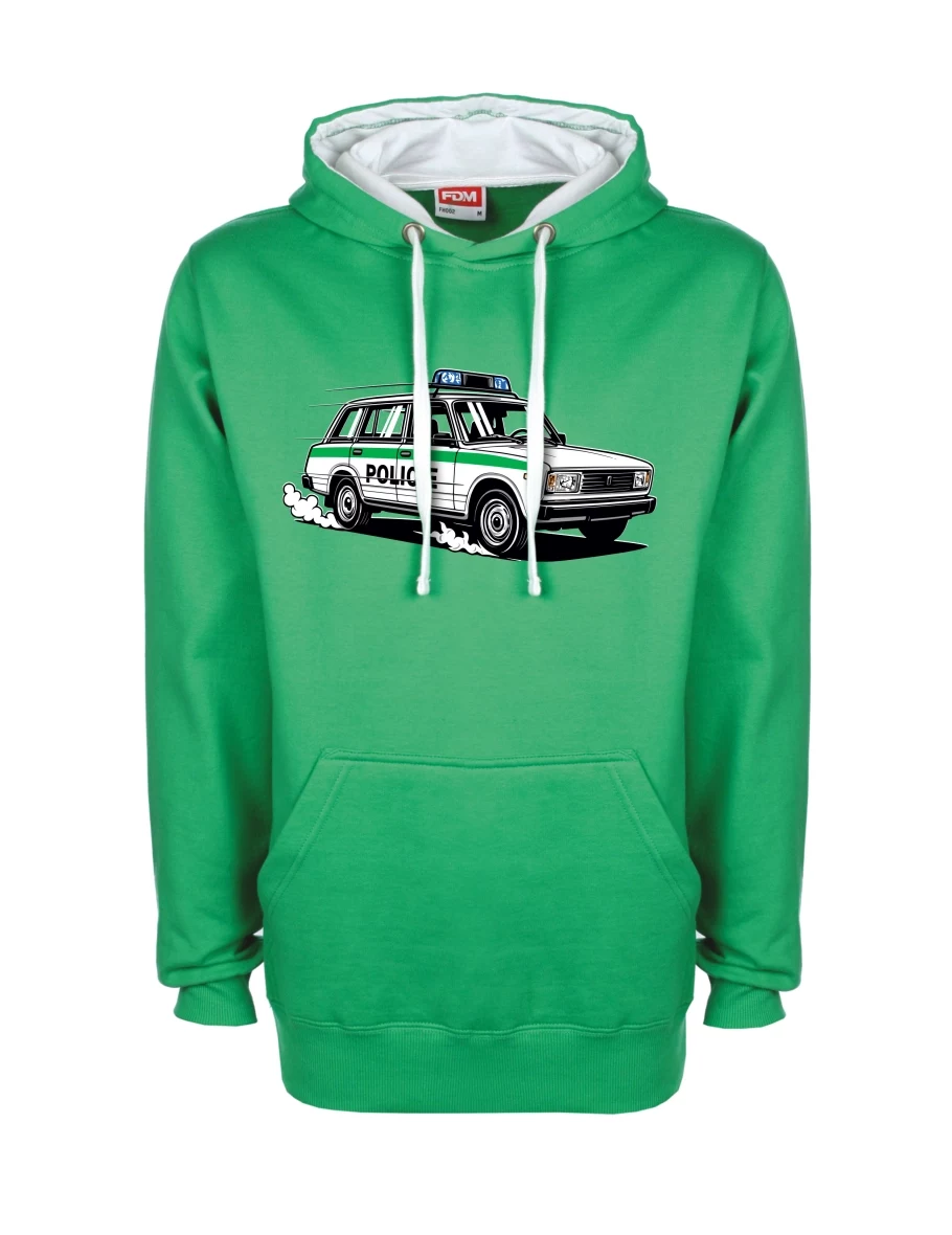 Weiß-grünes Sweatshirt Automobil VAZ 2104 POLIZEI