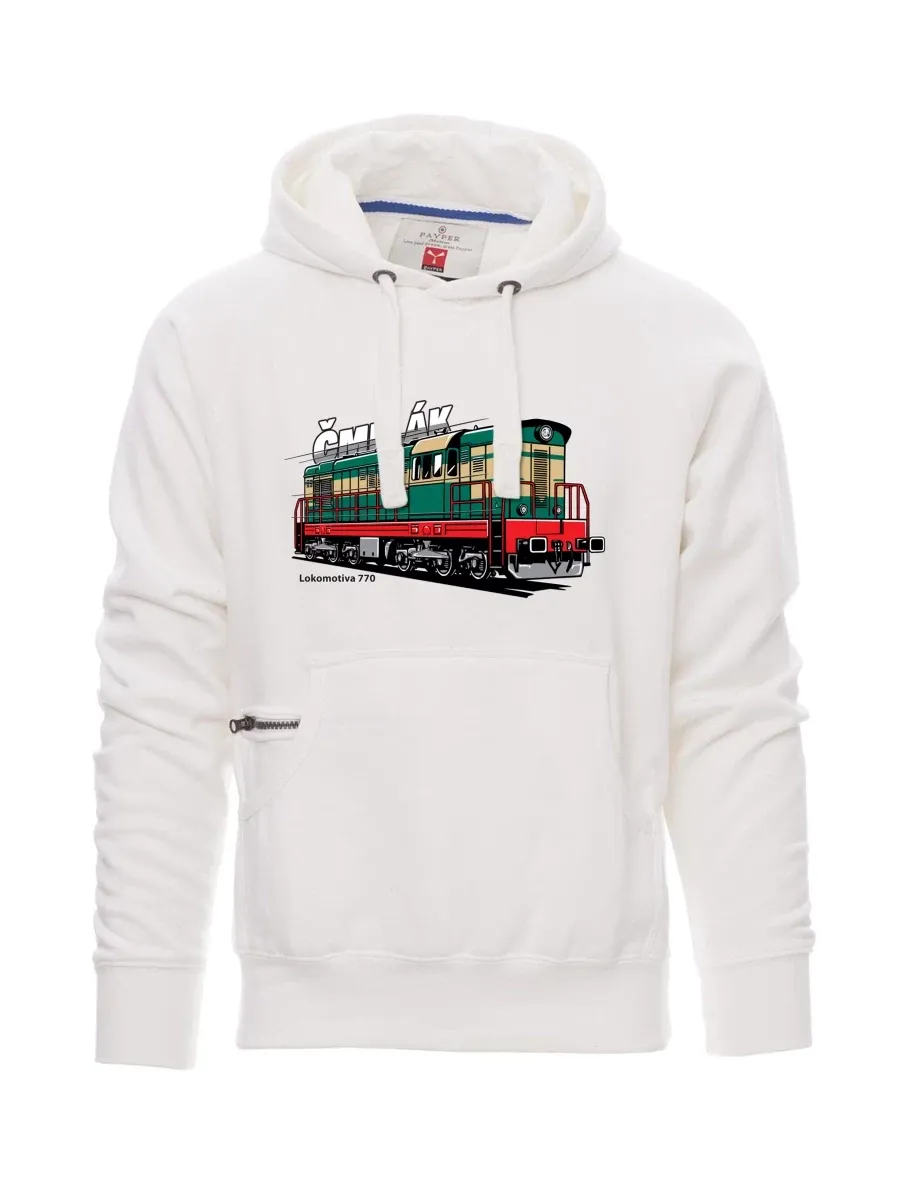 Weißes Sweatshirt für Männer Lokomotive 770 „Čmelák“