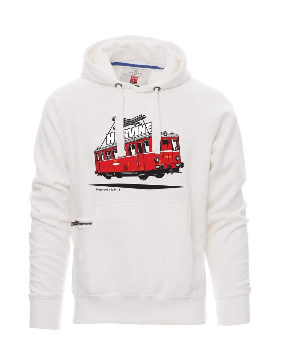 Weißes Sweatshirt für Männer Triebwagen M 131 „Hurvínek“
