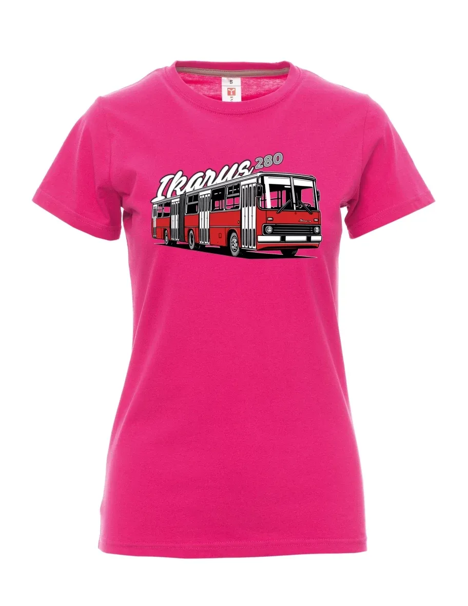 Rosa T-Shirt für Damen Autobus Ikarus 280