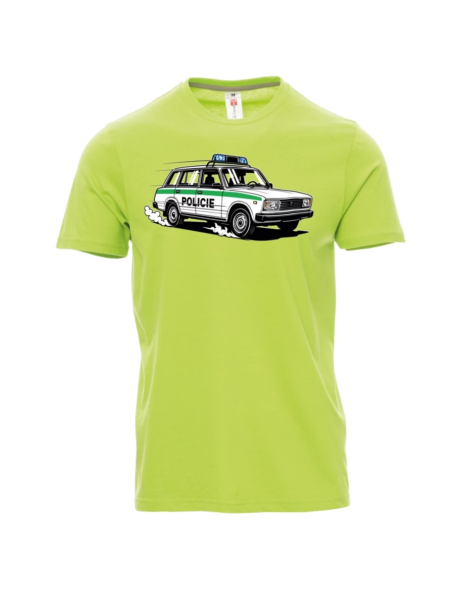 Hellgrünes T-Shirt für Männer Automobil VAZ 2104 POLIZEI
