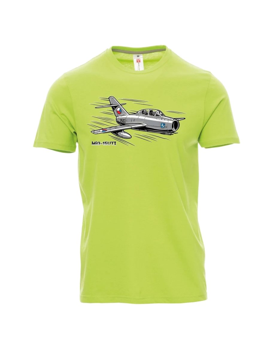 Hellgrünes T-Shirt für Männer Flugzeug MiG-15UTI