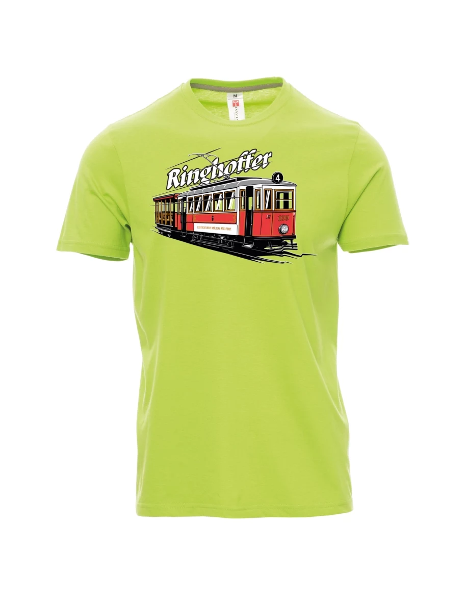 Hellgrünes T-Shirt für Männer Straßenbahn Ringhoffer