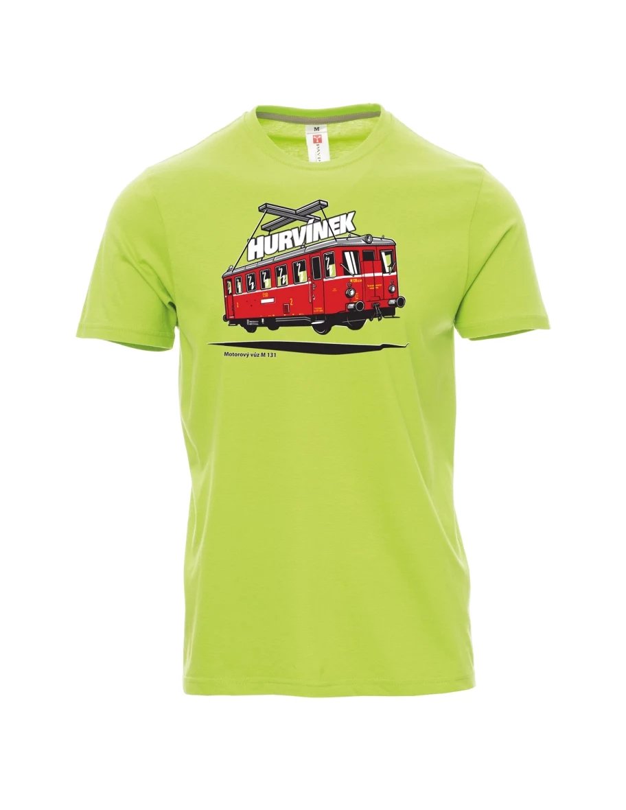 Hellgrünes T-Shirt für Männer Triebwagen M 131 „Hurvínek“