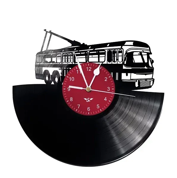 Schallplattenuhr mit Wagen  T401-Motiv
