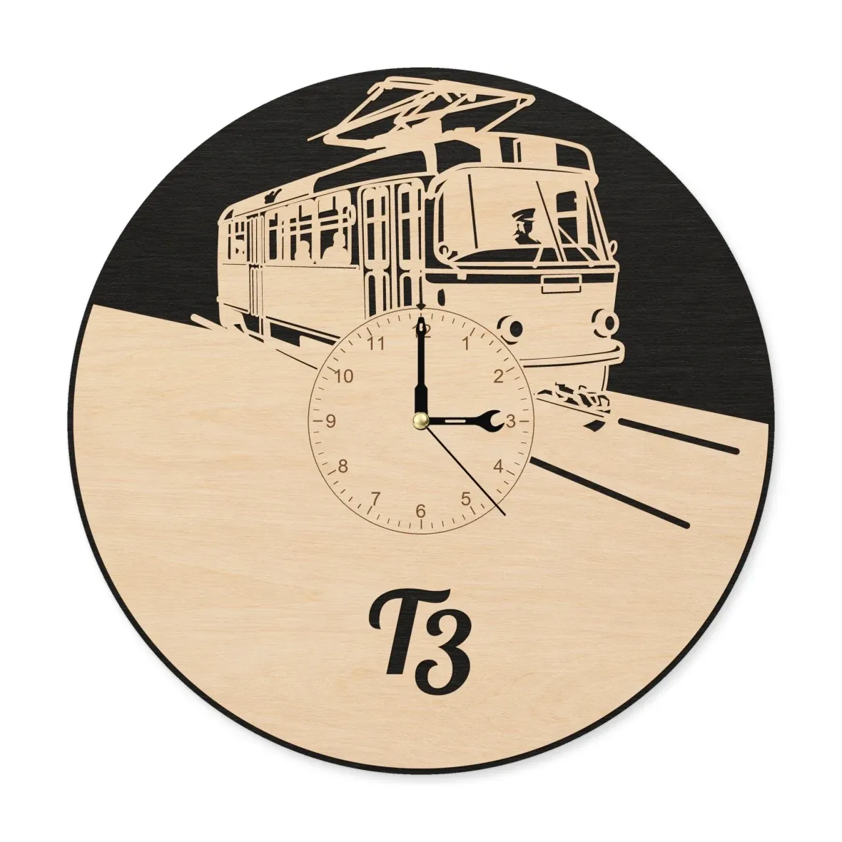 Holzwanduhr – Straßenbahn T3