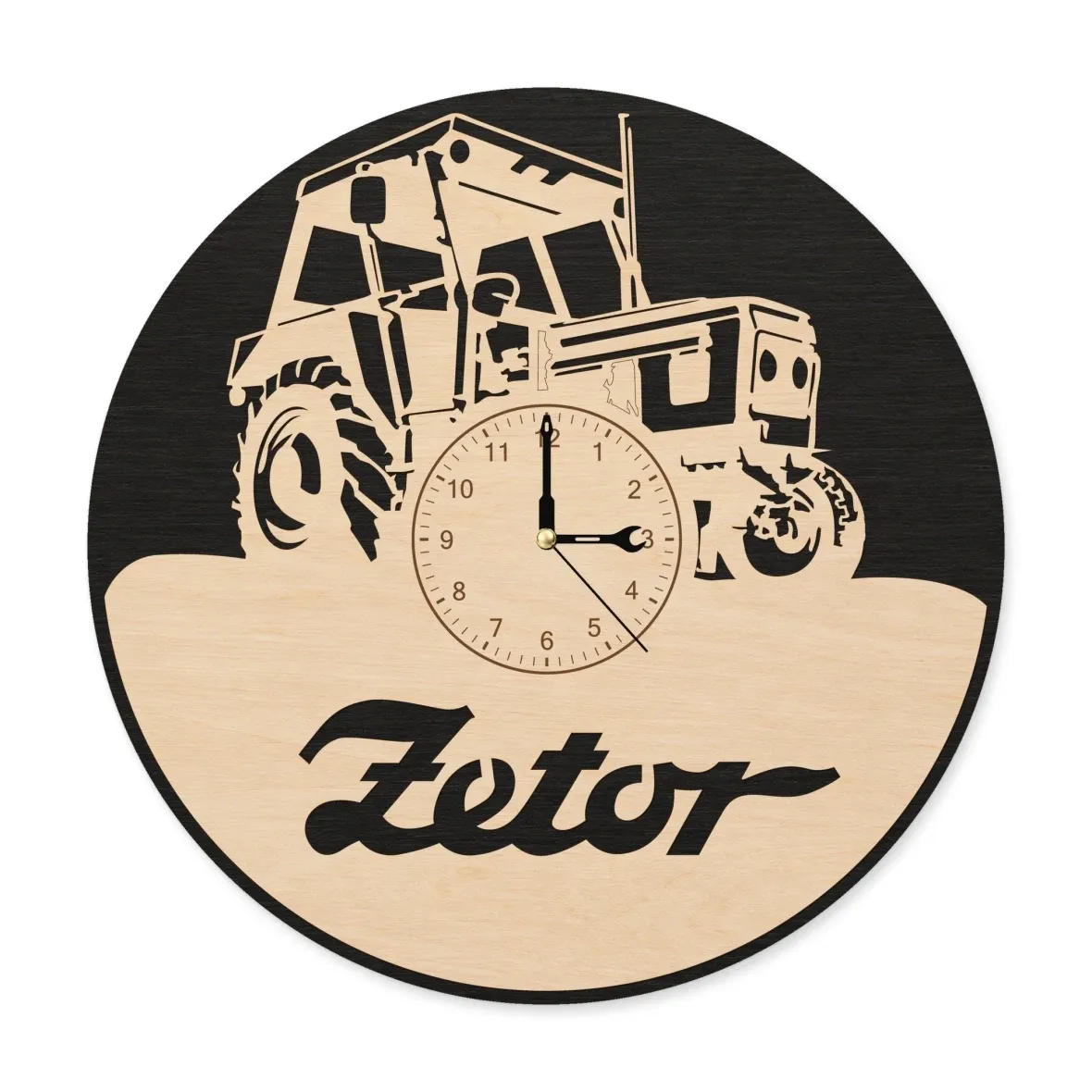 Holzwanduhr – Traktor mit Kabine